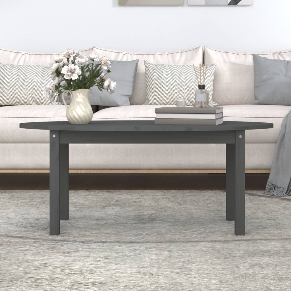 Vidaxl Stolik Kawowy, Szary, 110X55X45 Cm, Lite Drewno Sosnowe