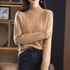 Half Turtleneck Pullover Women's Casual Long-sleeved Loose Sweater Thickened Solid-color Knitted Sweater for Autumn and Winter