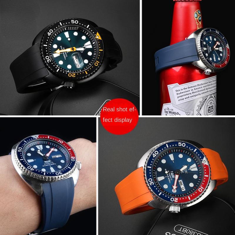 Oblouková přezka Řemínek Pro SEIKO PROSPEX cola kroužek SRPA21J1 SRPE99K1 SRP777J SRPC91J1/25J1 Zakřivený gumový řemínek Pánský náramek 22 mm