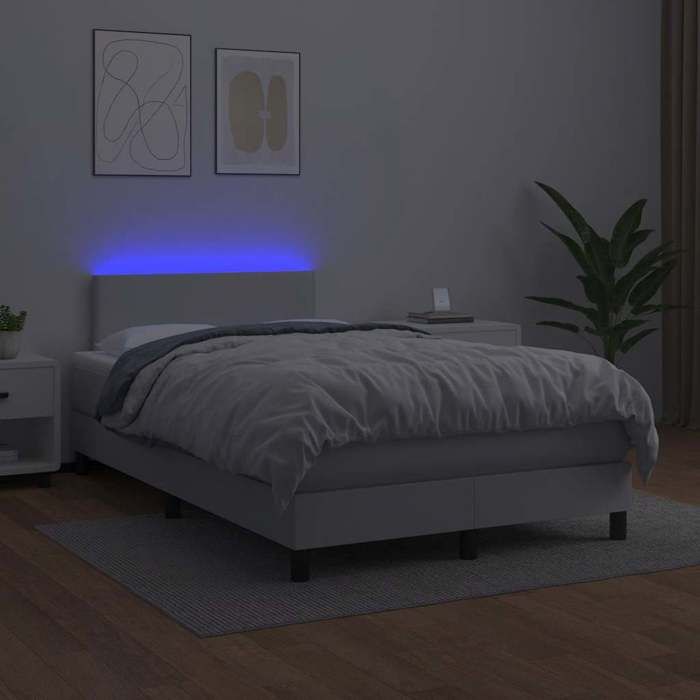 Maison Exclusive - Sommier à lattes de lit matelas LED blanc 120x190 cm similicuir