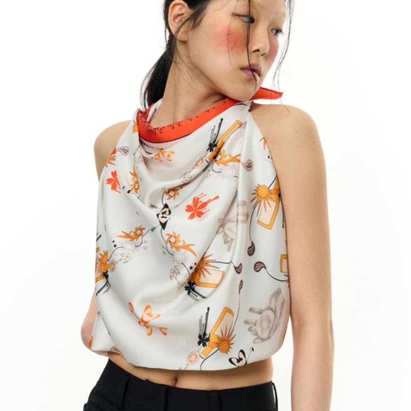 KIMZISU JOMO Motif Square Scarf _ Orange
