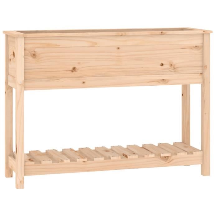 VidaXL Jardinière avec étagère 111,5x34,5x81 cm Bois massif de pin 823766
