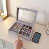 Jewelry Storage Box, with Transparent Flip Cover, Velvet Lining Dustproof Jewelry Organizer, Display Case for Travel And Home