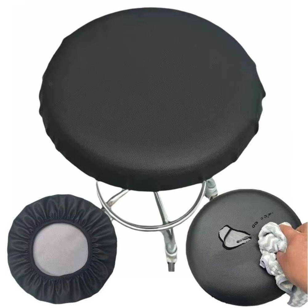 4 Stück PU Leder Runder Stuhl Sitzbezug Wasserdichter Schutz Runder Stuhl Überzug Sessel
