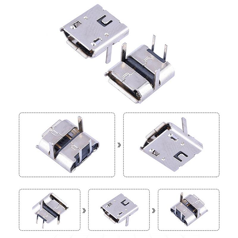 10X Micro Usb 2Pin 90 Degrees B Type Female Connector For Mobile Phone Connector