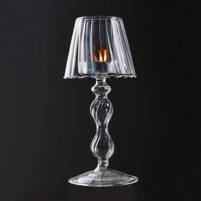 18.5cm Vintage Glass Candle Holder Romantic Candlelight Table Lamp Shape Candlestick Nordic Wedding Party Desktop Decoration
