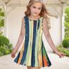 Girls Round Neck Sleeveless Printed A Line Flared Hem Dress