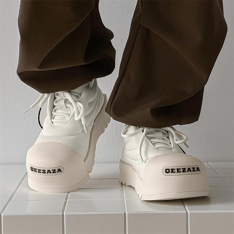 Fashion Trendy Men's Shoes Thick Bottom Height Increasing Style Fashion Street Walking Black and White Casual Shoes Handsome Young
