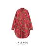Jnleaog Autumn New Women Clothes Western Style French Style Design Print Long Shirt 3796544