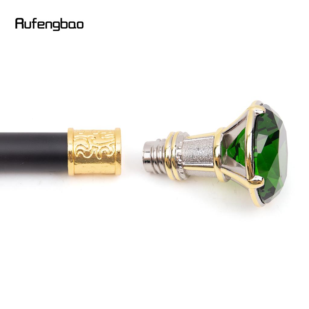 Grüner Diamant-Typ, goldener weißer Gehstock, modischer dekorativer Gehstock für Gentleman, eleganter Cosplay-Gehstock, Knauf, Bischofsstab, 90 cm
