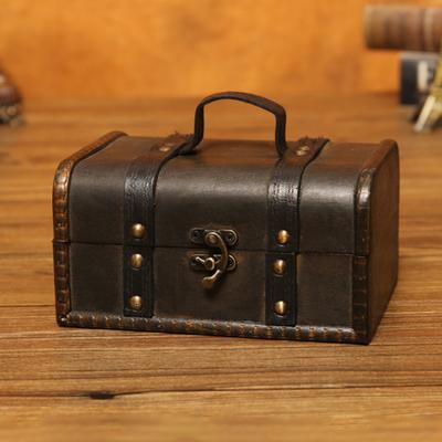 Wooden Organizer Retro Decorative Supplies Wood Vintage Pirate Treasure Chest for Photography