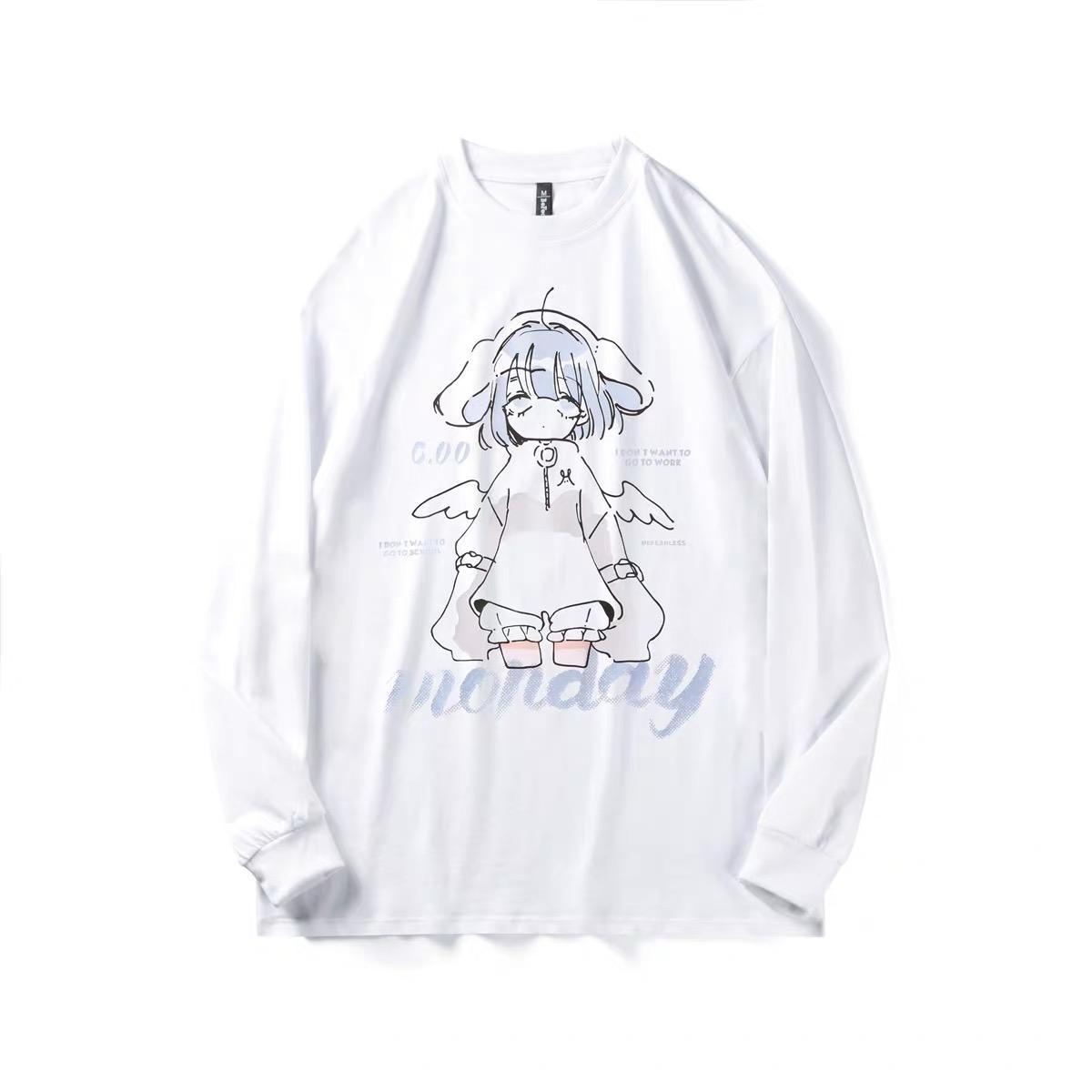 

Kawaii аниме большие толстовки для женщин японский Harajuku милый мультфильм принт пара толстовка с капюшоном осень XXL белый