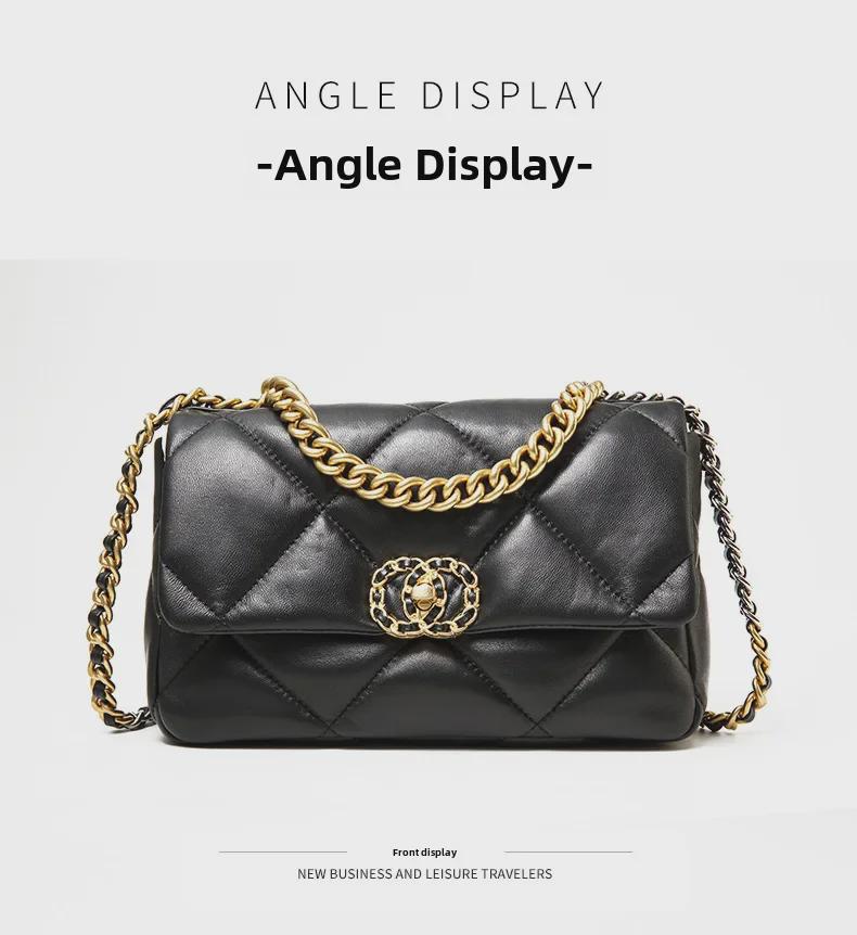 2025 Sheepskin Diamond Chain Square Bag: Stylish Women's Leather Shoulder and Messenger Bag