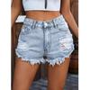 European & American Plus Size Women's Ripped Street Style Elastic Denim Shorts