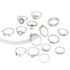 Open Teardrop and Hollow Diamond Heart Ring Set, 15-Piece Jewelry Collection