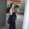FOG SACAI 2025 Spring/Summer Women's Japanese Style Sleeveless Patchwork Denim Lapel Collar Top
