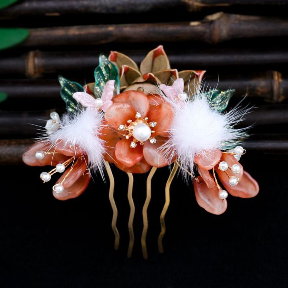 Floral Tang Dynasty Hairpin Tassel Flower Hair Comb Antique Ancient Hair Stick  Children
