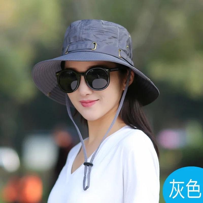 Women's Summer Outdoor Use Bucket Hat for Male Wide Brim UV Resistant Waterproof Wind Rope Bonnie Hat Hunting Trekking Fishing Sun Practical Use