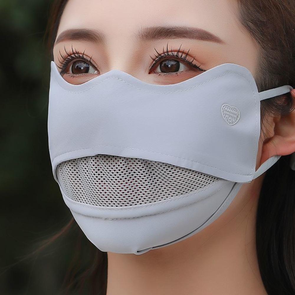 

3D Eye Contour Design Sun Protection Face Mask Face Protection Ice Silk Fabric Women Breathable Mask Outdoor Protective Mask
