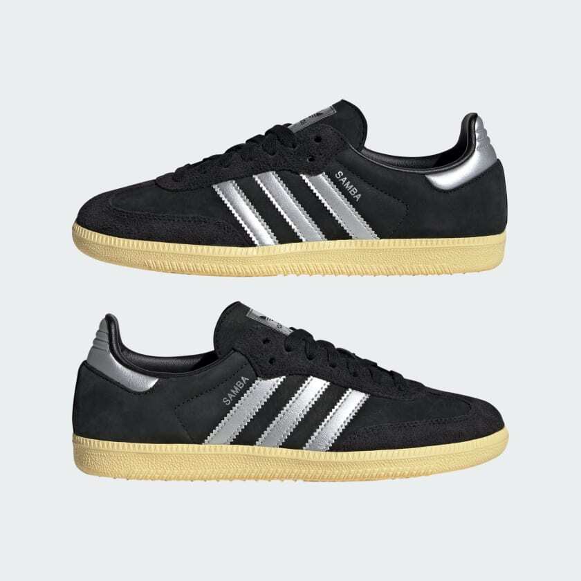 IE8128 Adidas Originals Samba OG Core Black Matte Silver Almost Yellow (Women's)
