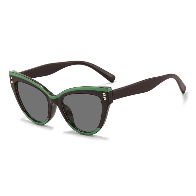 

Fashionable Cat Eye Sunglasses Color Splicing Myopia Glasses 0 TO -4.0 for Street Photography Stage Performances -4.0