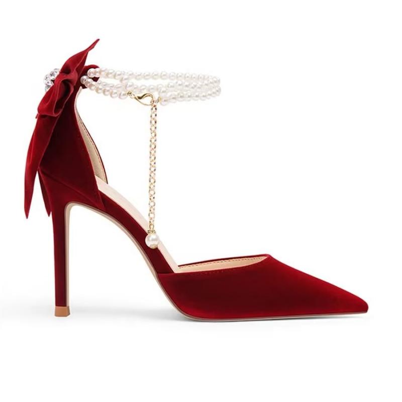 Fashion New Women Pumps 2025 Thin Heel Hollow Sandals Pearl Butterfly Pointed Toe High Heels Women Luxury Elegant Wedding Shoes Bride