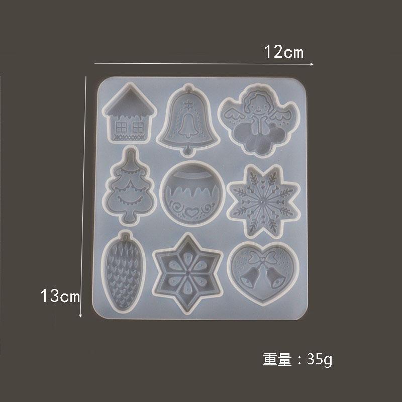 DIY Crystal Resin Mold Christmas Cookie Snowflake Reindeer Pendant Keychain Tags Silicone Craft Mold Set