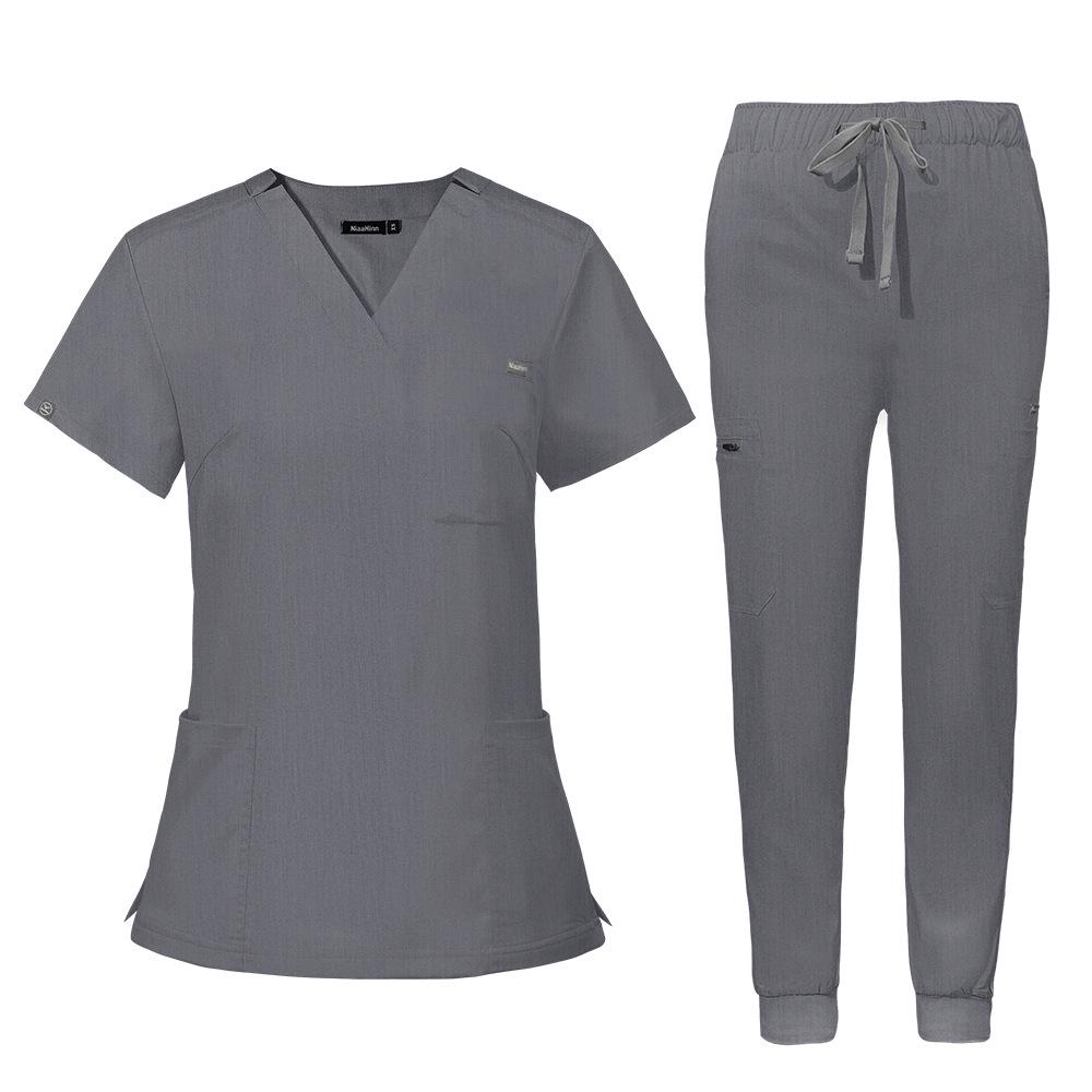 Премиальный европейский и американский комплект рабочей одежды для врачей, медсестер и ресепшн салонов - Однотонные цвета, подлежащие вышивке Medium