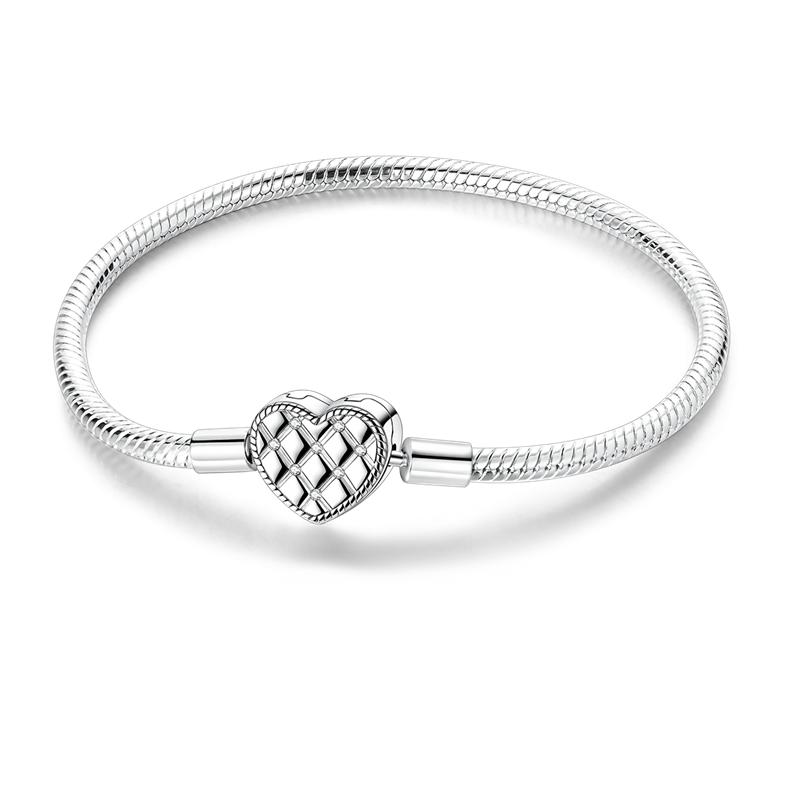 

Bracelets Ideal For Women copper Heart Clip Bracelets copper Compatible With Authentic Charm Bead Charms Pendant Jewellery Ideal For Women Do It Yours 18cm