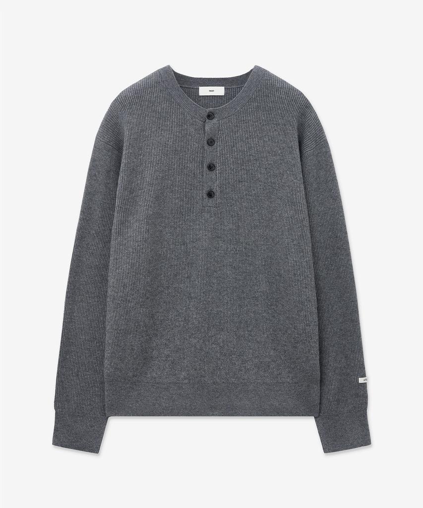 Tienjiti Oversize Rib Henley Neck Knit (Grey) Tnsw5F109G2
