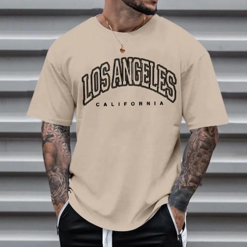 Letní móda Retro pánská anglická písmena těžké váhy 100% bavlna s kulatým výstřihem s potiskem Vysoce kvalitní neformální tričko Fitness Street