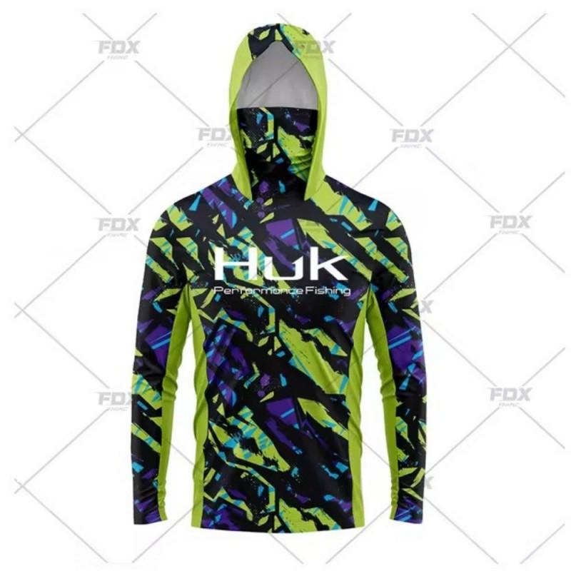 Mens UV Protection Fishing Hoodie With Face Cover Quick Dry Breathable Long Sleeve Outdoor Shirt