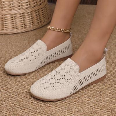 Women's Breathable Slip-On Flat Sneakers - Lightweight Seasonal Low-Cut Shoes