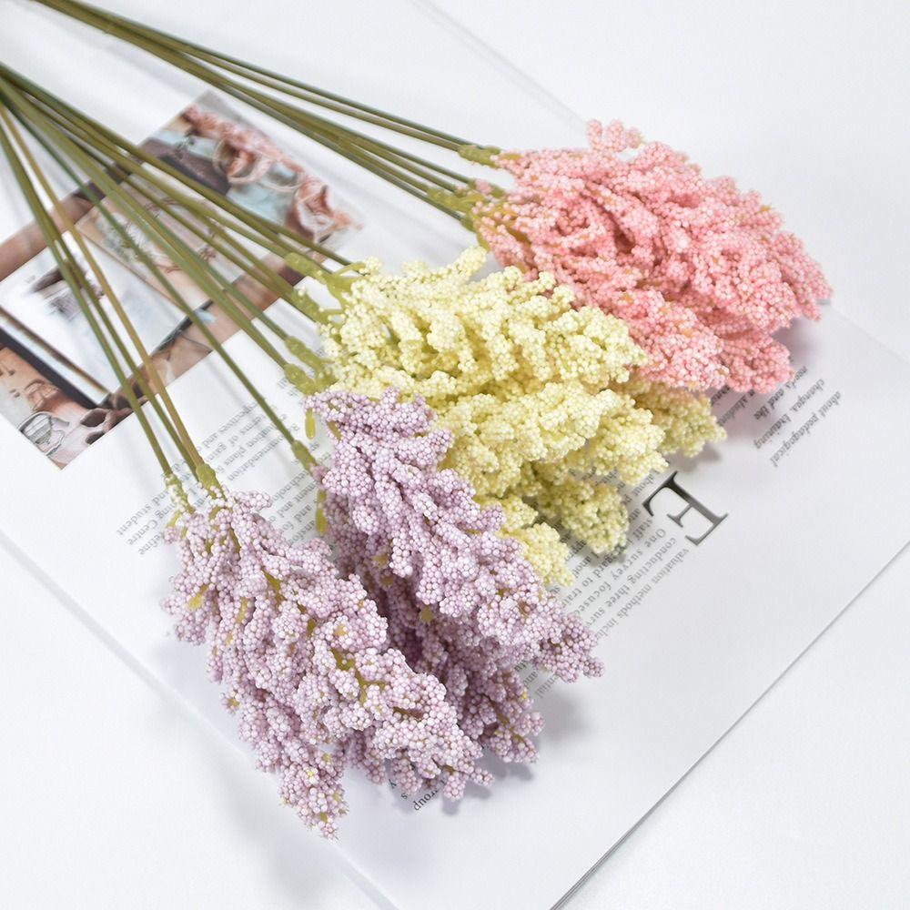 6 pcs/bundle Reusable Simulation Foam Wheat Artificial Plants Fake Flower Wheat Bouquet  Living Room