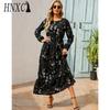 HNXC Spring Summer Bohemian Women Maxi Dress Casual Long Sleeve High Waist Beach Dress Women Floral Chiffon Dresses Vestidoes Mujer New