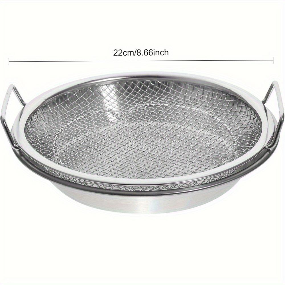 

2pcs Kitchen Kit with Grease Strainer and Stainless Steel Round Pan - for Baking - Cooking - Frying Foods and Draining Fruits and Vegetables L 2pcs