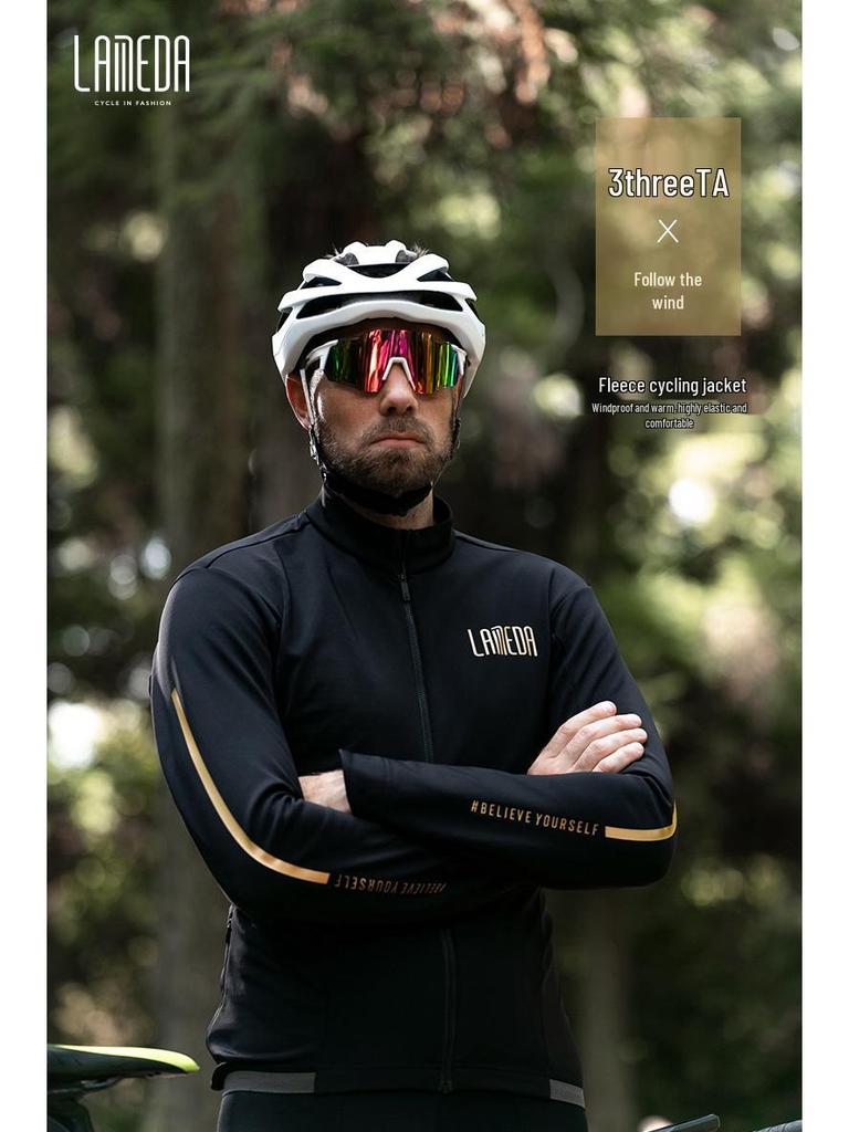 Lampaida Windproof Fleece Cycling Jacket for Men & Women - Warm Long Sleeve for Road & Mountain Biking in Autumn & Winter