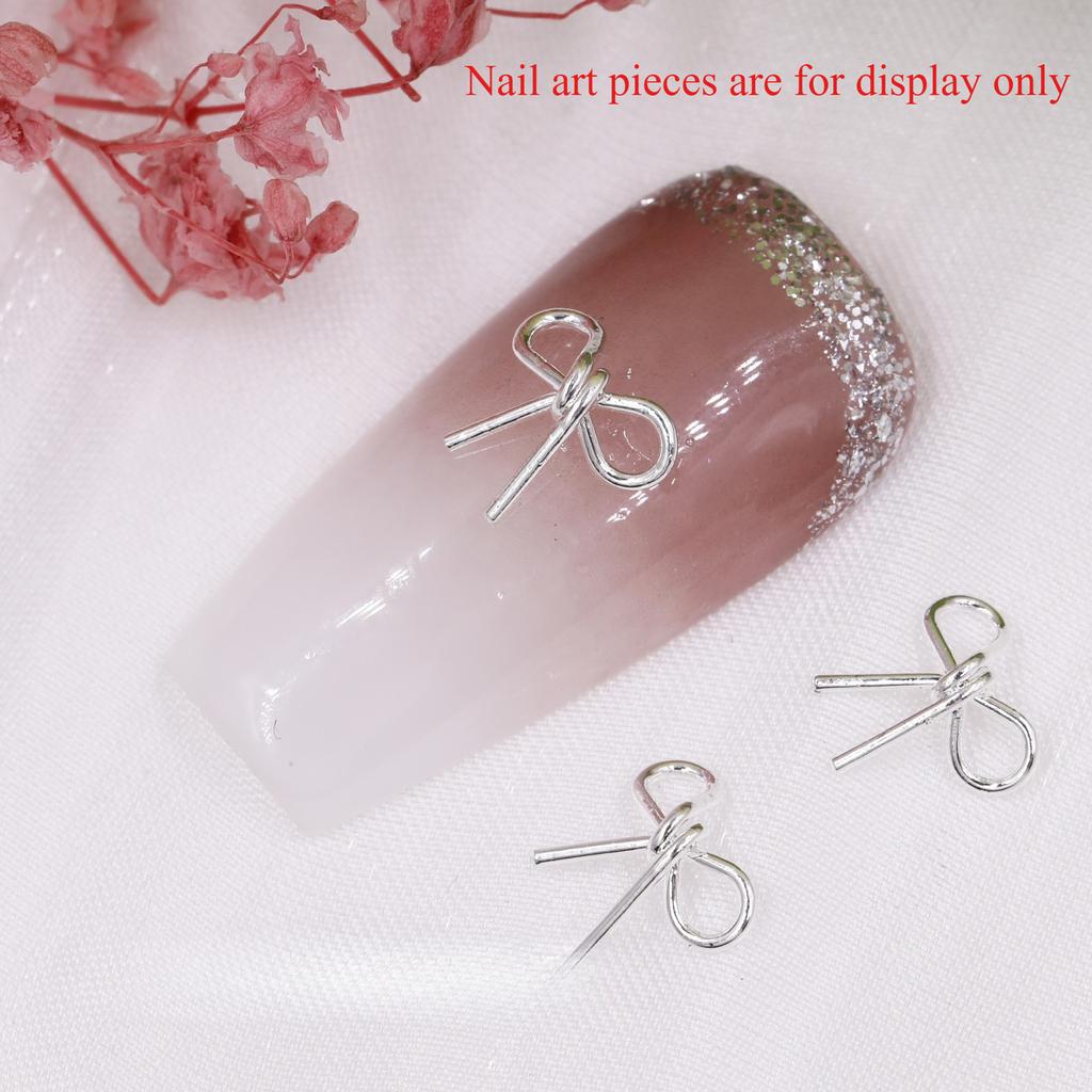 50Pcs Exquisite Sweet Nail Bow Wrapped Retro Simple Three-dimensional Alloy Nail Jewelry Rivets Hand-worn Nail Top Decoration