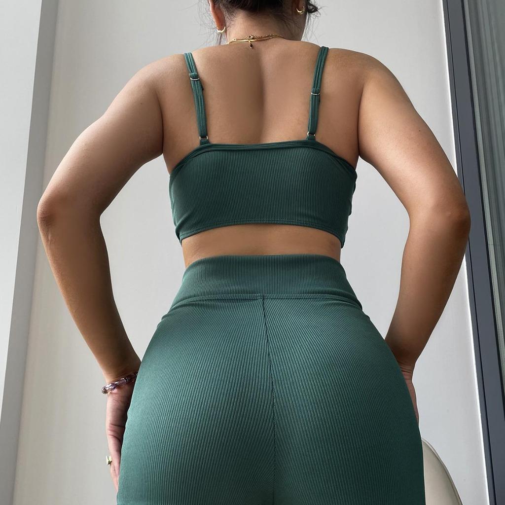 2022 Ribbed High Waist Split Bikini Boyleg Swimsuit for Women