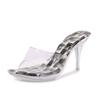 Transparent crystal heel pvc outer sandals summer high heels stiletto open toe sandals vacation source