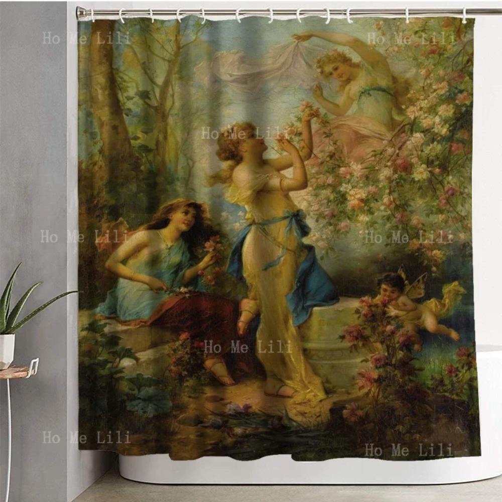 Beauty Amphitrite Religious Mythology Classical Style Painting Of Venus And Cupid Christmas Shower Curtains By Ho Me Lili