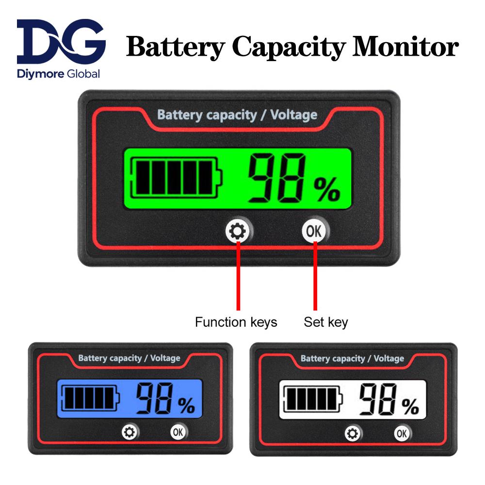 Car Battery Charge Level Indicator 11V 11V 16V 18V 61V 71V Lithium Battery Capacity Meter Tester Display LED Tester Voltmeter