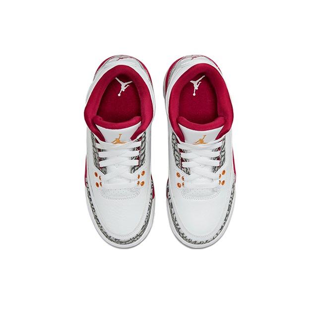 Air Jordan 3 Retro GS Cardinal Red Kinder-Sneakers Weiß Light-Curry Zementgrau 398614-126