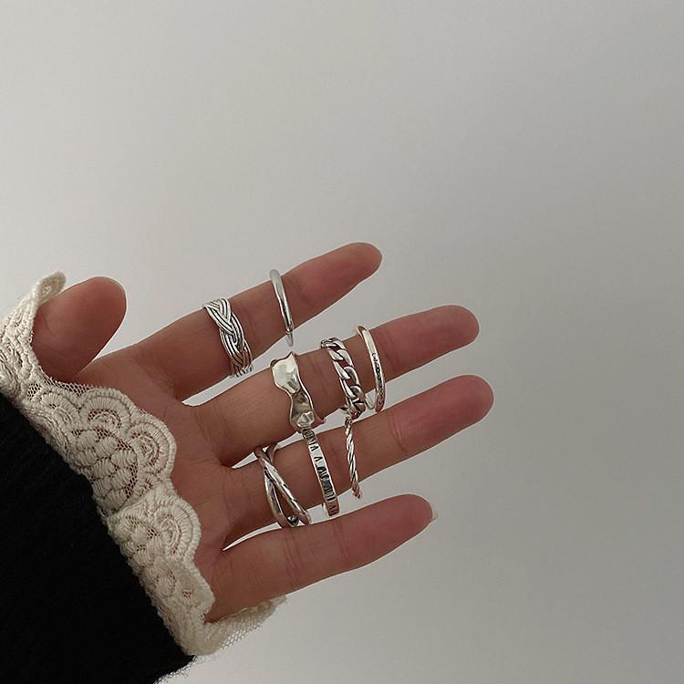 Vintage-inspirierter geometrischer offener verstellbarer Ring aus 925er Sterlingsilber für Damen