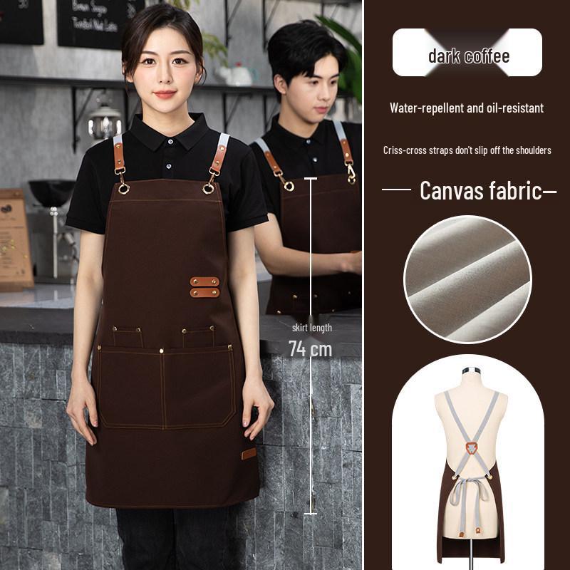 Unisex Barista Apron with Logo Embroidery - Ideal for Coffee Shops & Catering