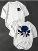 Stylish Unisexs TShirt With Blue Rose Print Casual Comfortable Loose Fit Versatile Simple Street Style