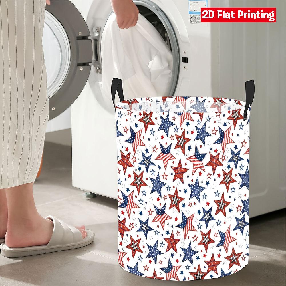 Collapsible Laundry Basket Large Round Waterproof Fabric Hamper Dirty Clothes Storage Bin Toy Organizer with Handles