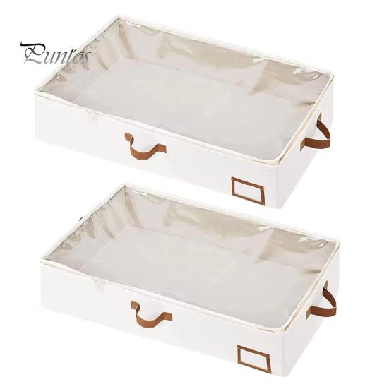 

1/2 шт. Большой вместимости сумки для хранения одежды с укрепленными ручками Прозрачные влагостойкие одеяла Органайзеры для игрушек 2pcs бежевый