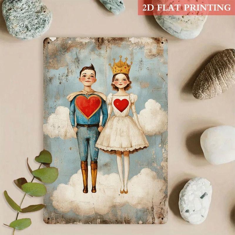 

Vintage Valentine s Day Metal Decorative Painting Gift for Couples Bedroom Living Room Cafe