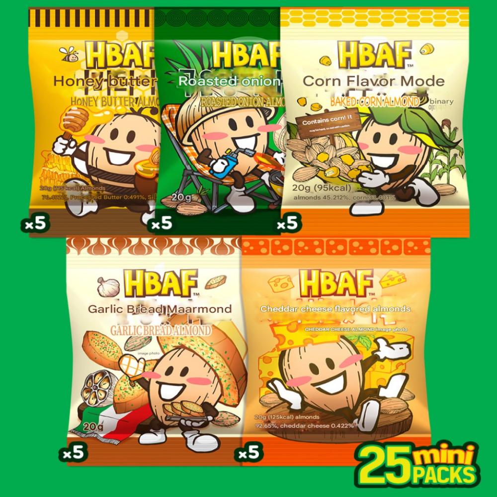 HBAF Mini Party Box Green 20g - 5 Types X 5 Packs, 1 Box (500g)